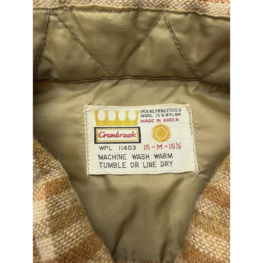 Vintage Cranbrook‎ Jacket Mens Medium Brown Plaid Wool Quilted Lined Workwear